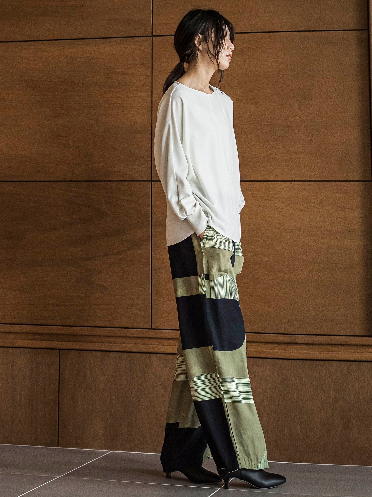 IPEKER幾何柄イージーワイドパンツ≪手洗い可能≫