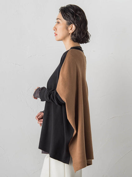 【WEB限定】”前後で印象が変わる”ドルマンバイカラーニット