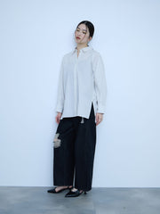 【大人の抜け感】コーマコットンバックフレアシャツ