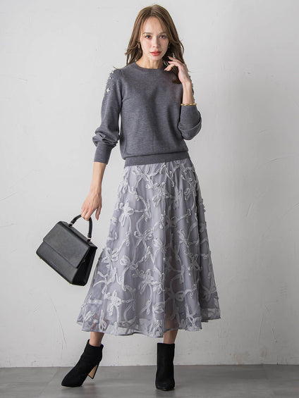 スパンコールテープチュールスカート