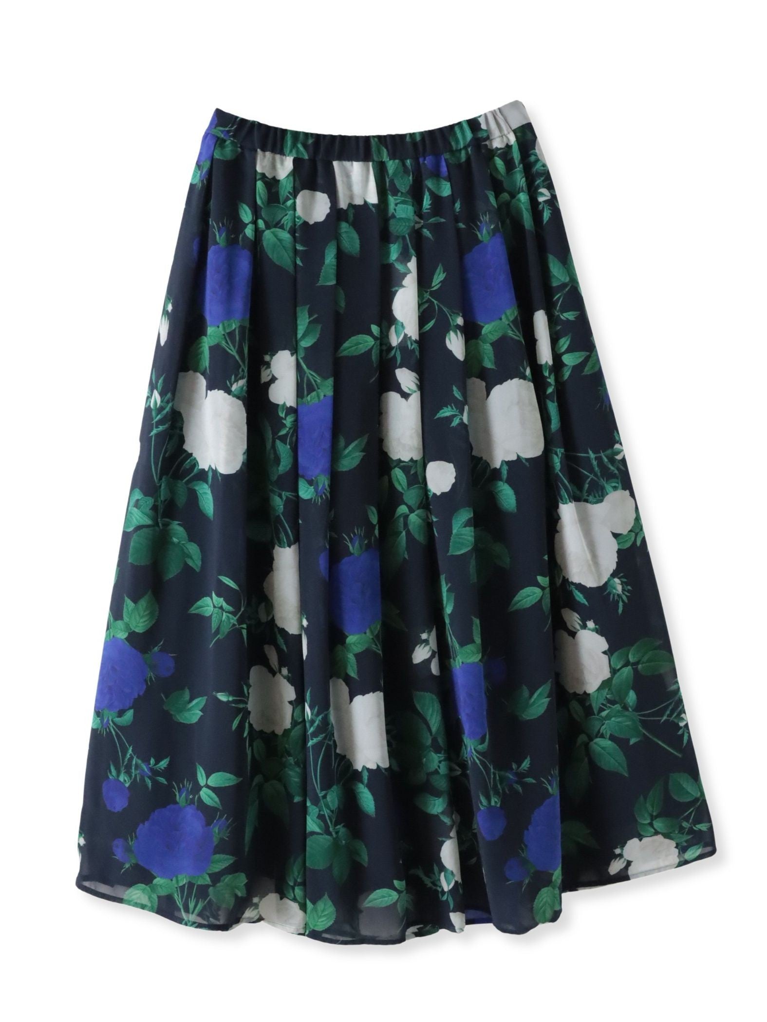 ブルーローズプリントスカート≪洗濯機で洗える≫