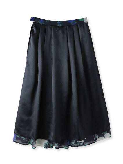 ブルーローズプリントスカート≪洗濯機で洗える≫