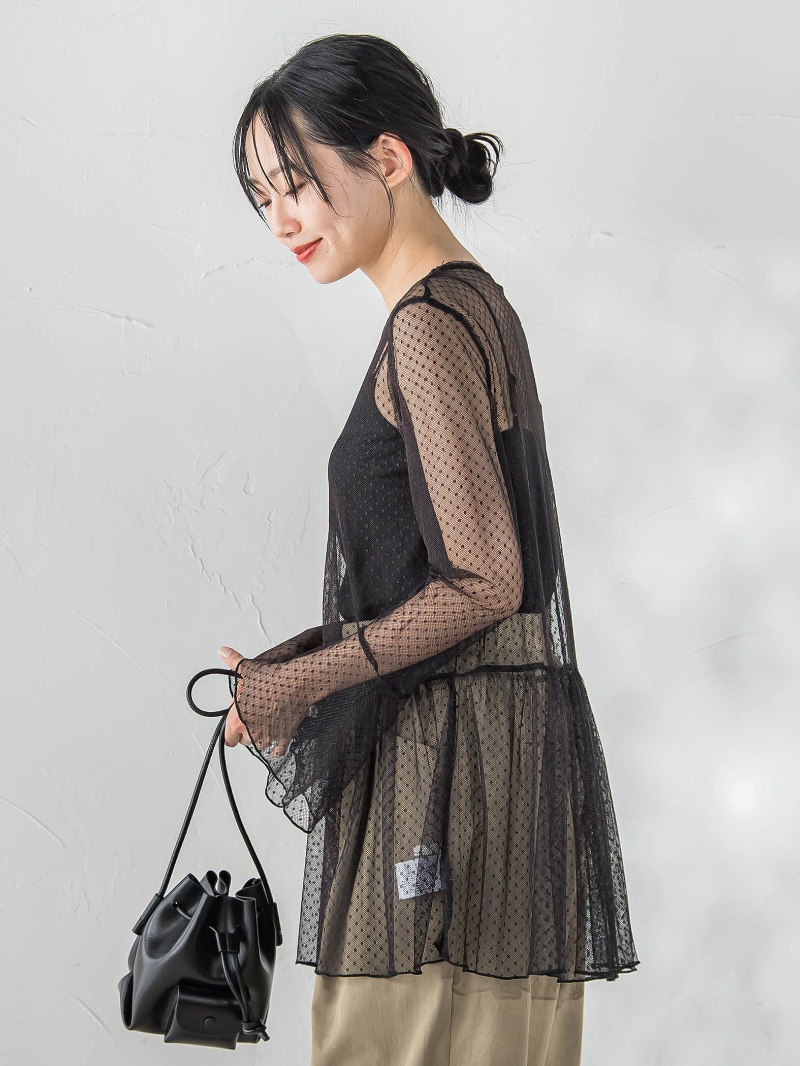 チュールドットチュニックプルオーバー≪洗濯機で洗える≫