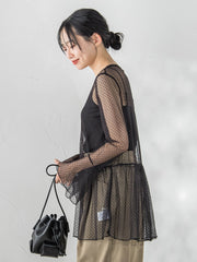 チュールドットチュニックプルオーバー≪洗濯機で洗える≫