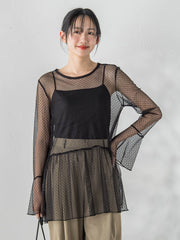 チュールドットチュニックプルオーバー≪洗濯機で洗える≫