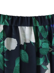 ブルーローズプリントスカート≪洗濯機で洗える≫