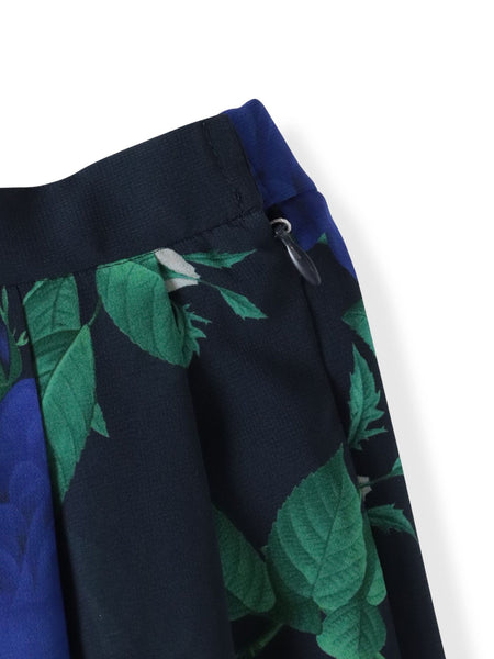 ブルーローズプリントスカート≪洗濯機で洗える≫