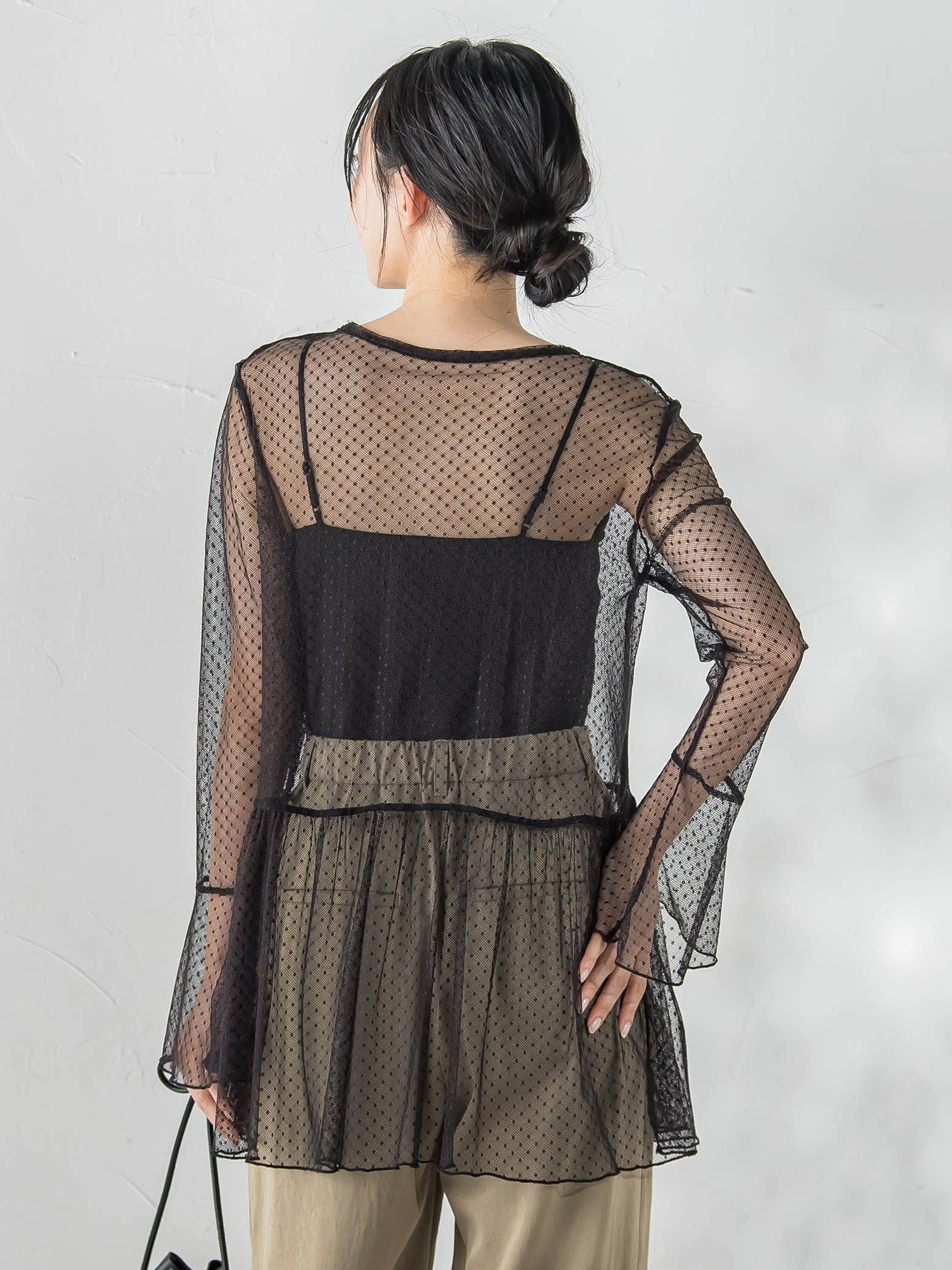 チュールドットチュニックプルオーバー≪洗濯機で洗える≫