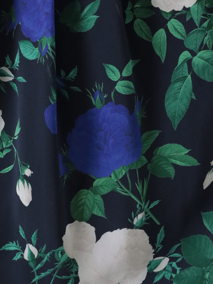 ブルーローズプリントスカート≪洗濯機で洗える≫