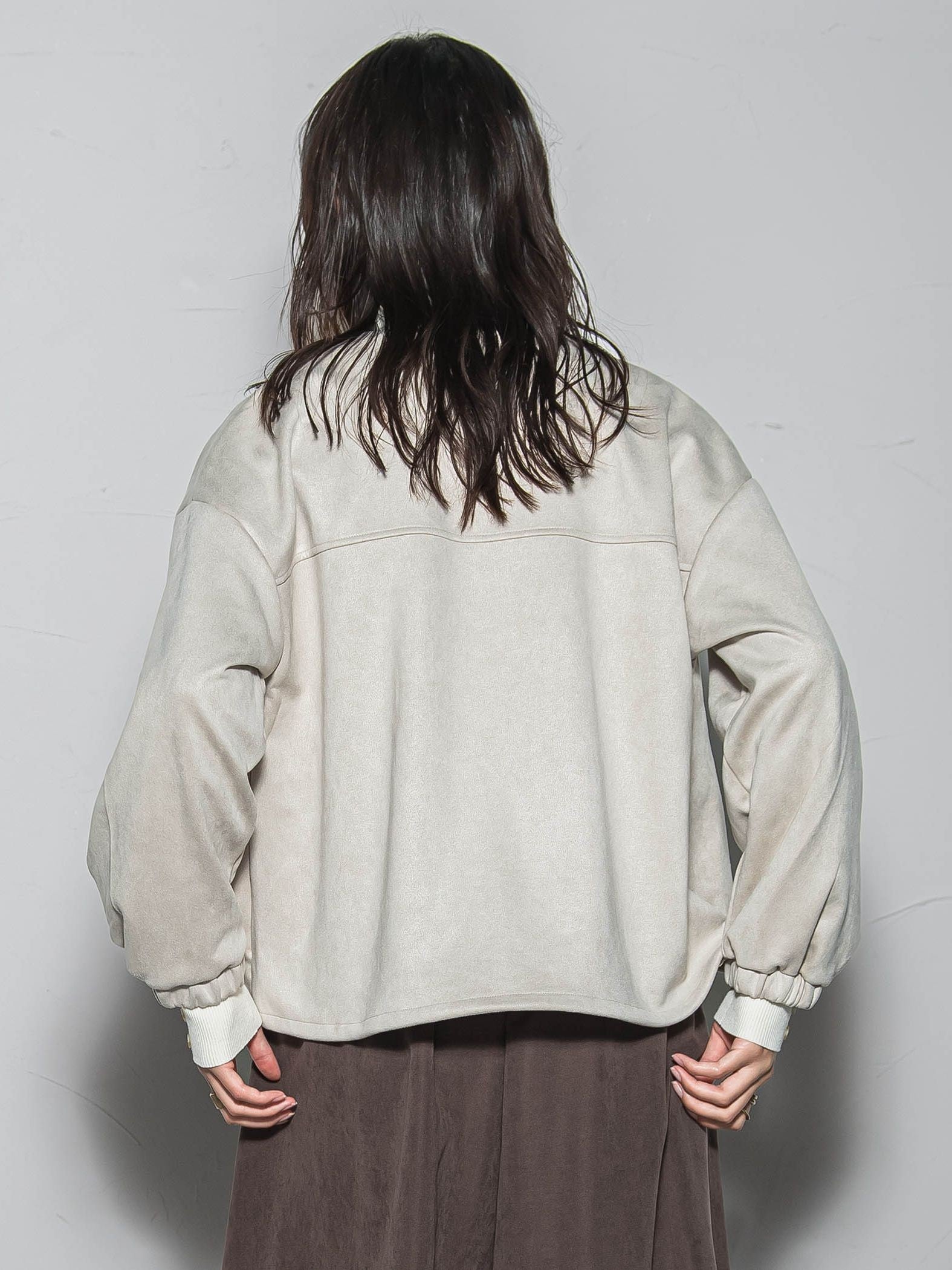 【WEB限定】マシュマロスウェードノーカラーブルゾン≪手洗い可能≫