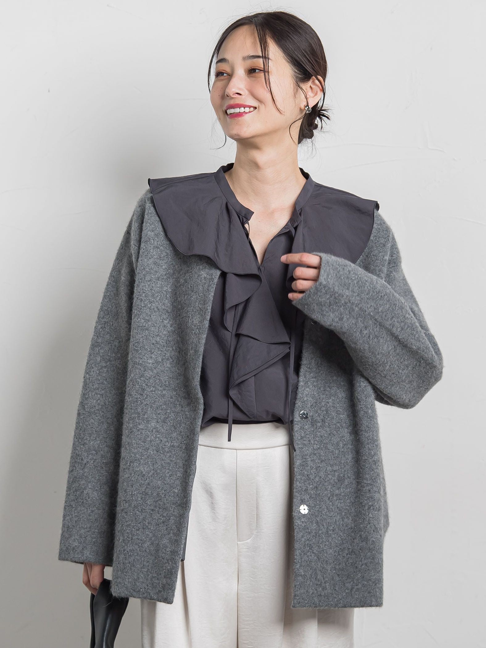 フォックス混ニットジャケット