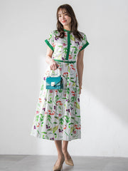 【KEITA KAWASAKI × Viaggio Bluコラボ】リリープリントワンピース