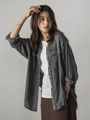 【カタログ掲載】ゆれるデニム2WAYオーバーシャツ