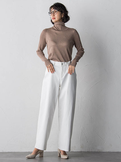 ラメリブタートルニット