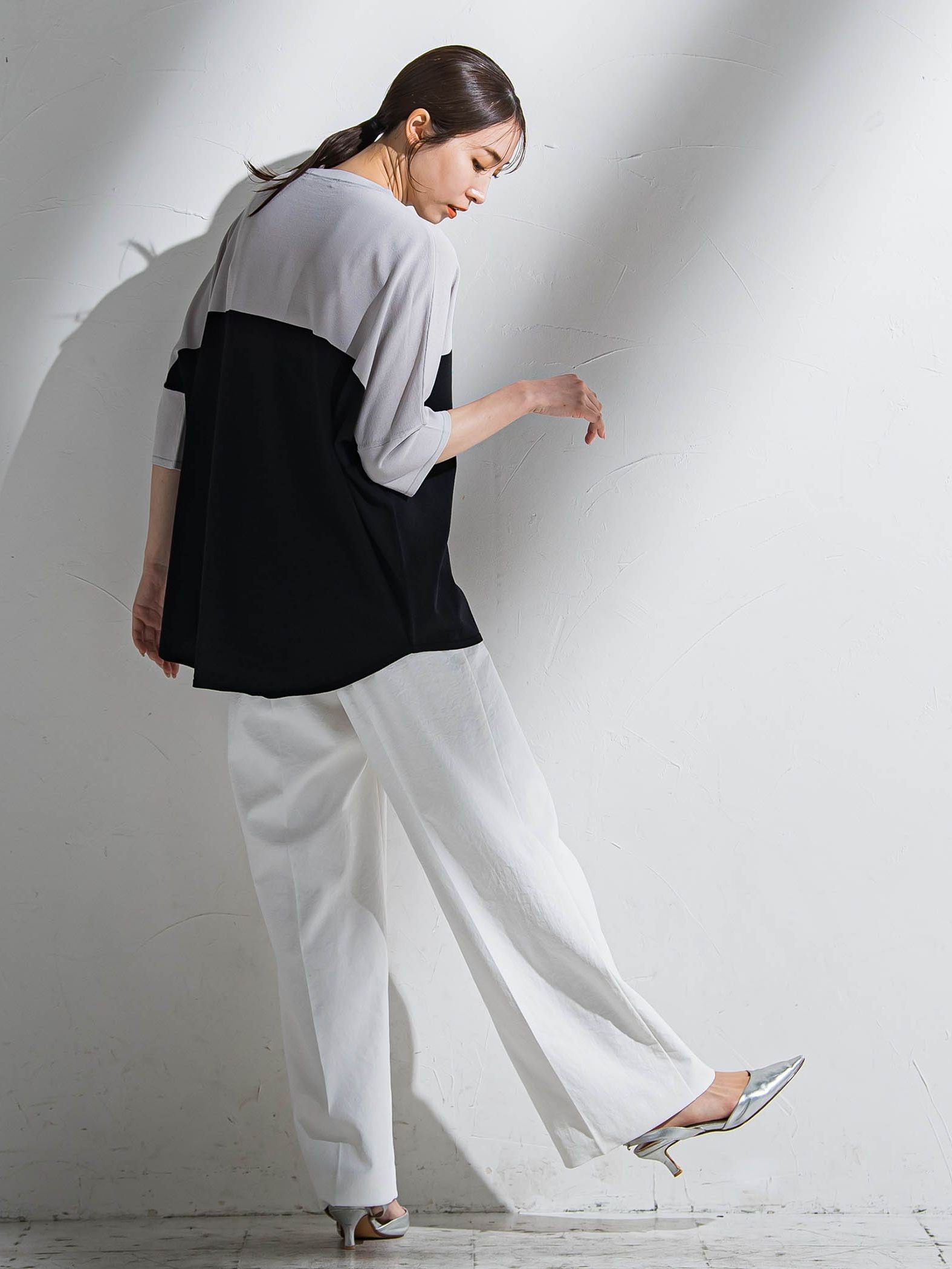 【WEB限定】シェルタリングワイドパンツ≪洗濯機で洗える≫