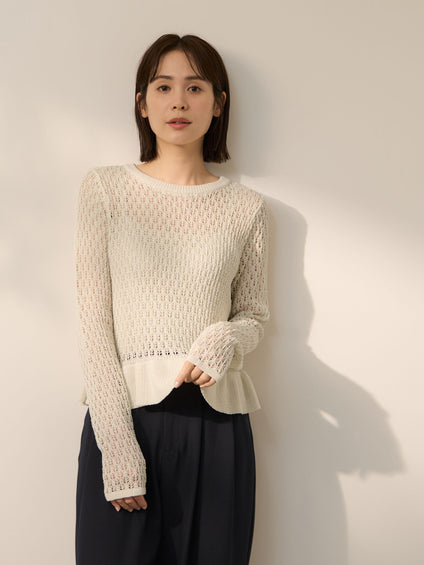 リネンフィールフリルヘムニットプルオーバー
