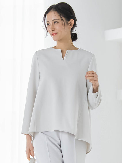 トリクシオンキーネックブラウス≪セットアップ対応/手洗い可能≫