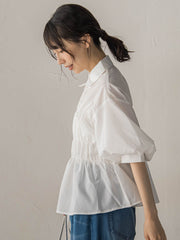 【WEB限定】シャーリングパフスリーブブラウス