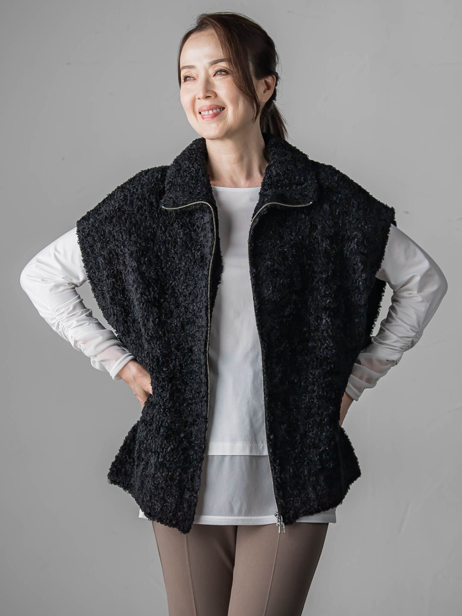 カーリングヤーンジップジレ≪手洗い可能≫