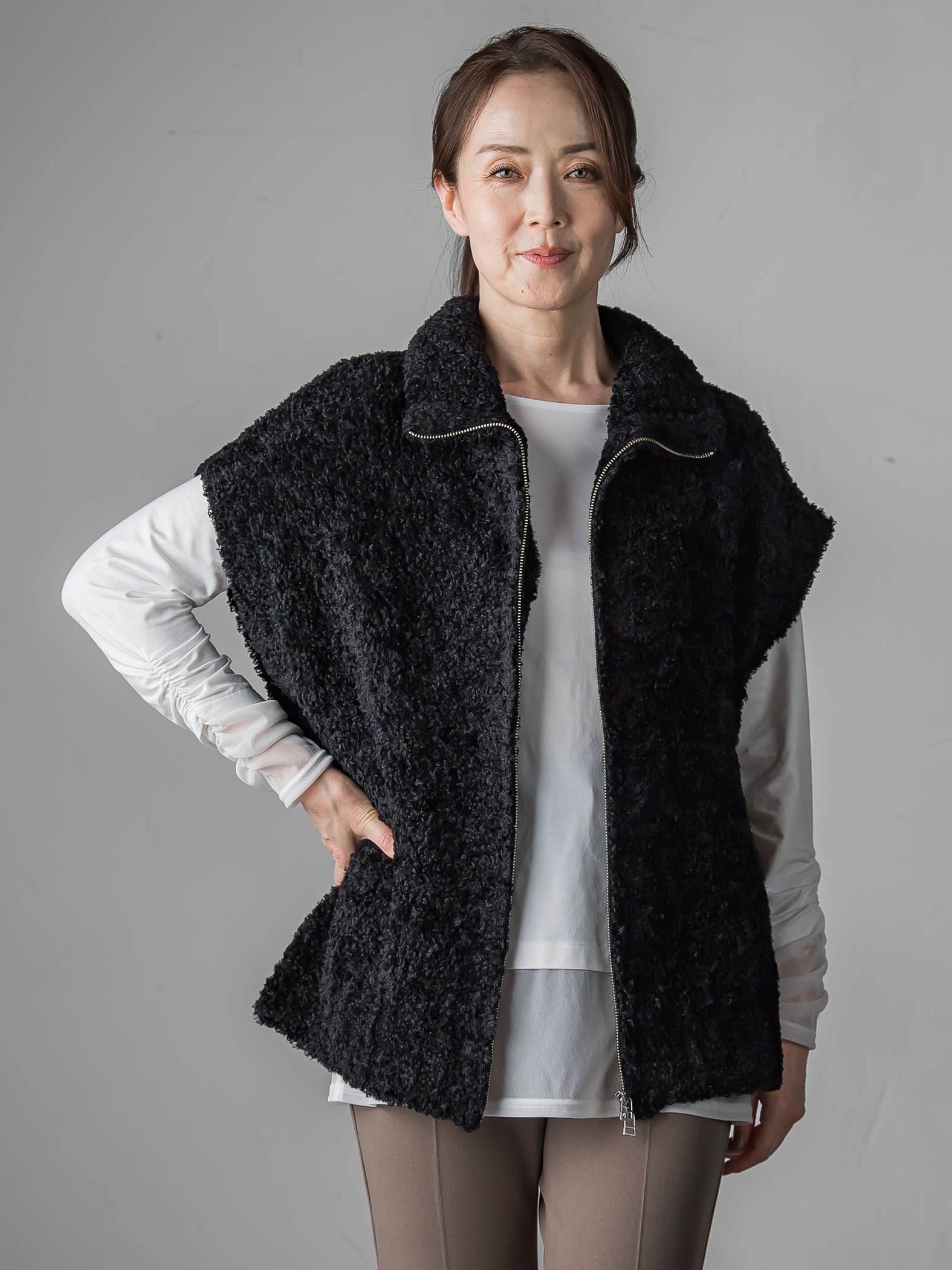 カーリングヤーンジップジレ≪手洗い可能≫