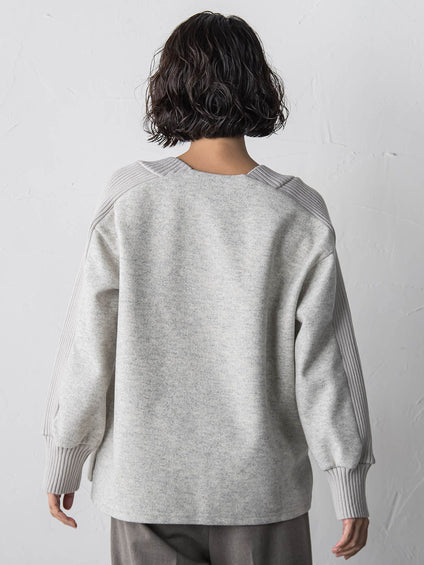 【大きいサイズ】メルトンニットドッキングカットソー