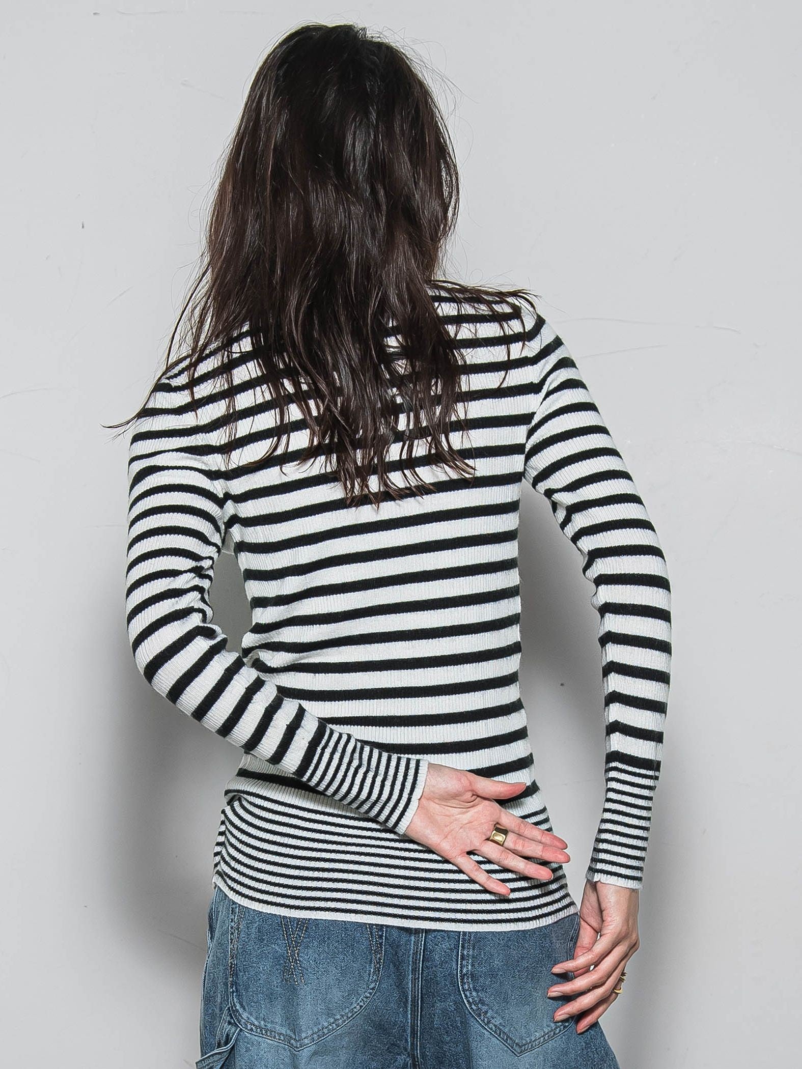 【WEB限定】タートルネックボーダーニットプルオーバー≪手洗い可能≫