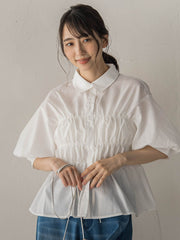 【WEB限定】シャーリングパフスリーブブラウス