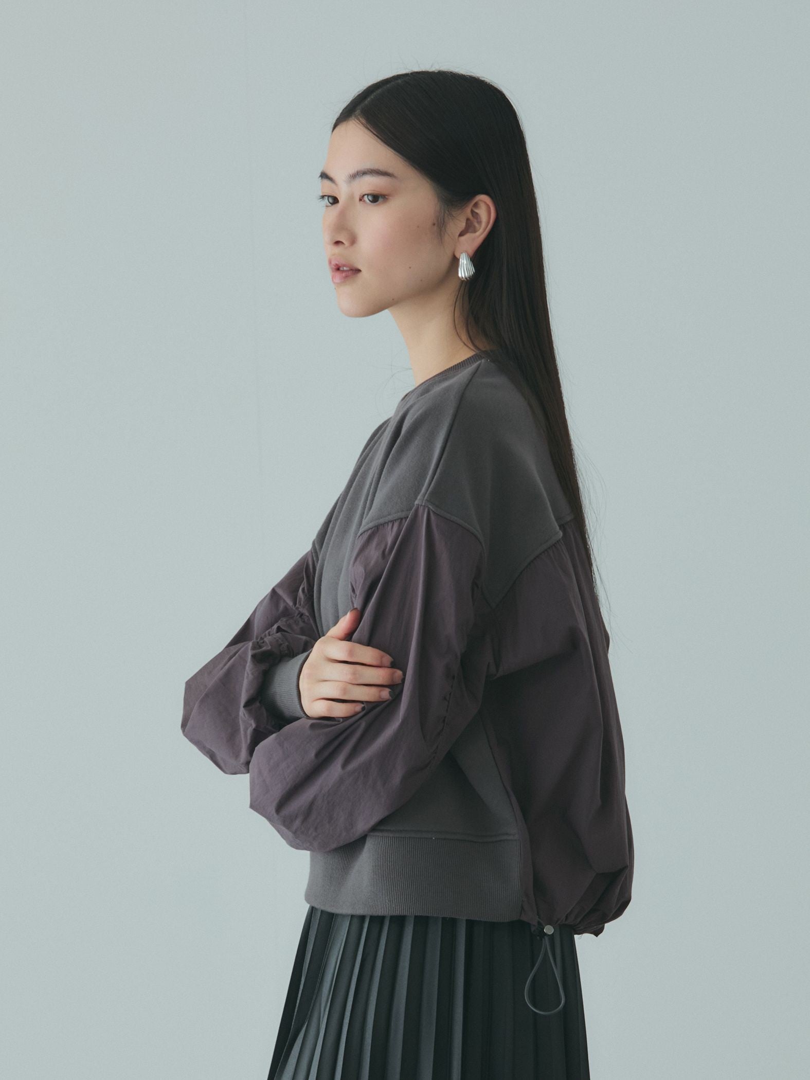 スイッチングドロストスウェットプルオーバー≪洗濯機で洗える≫