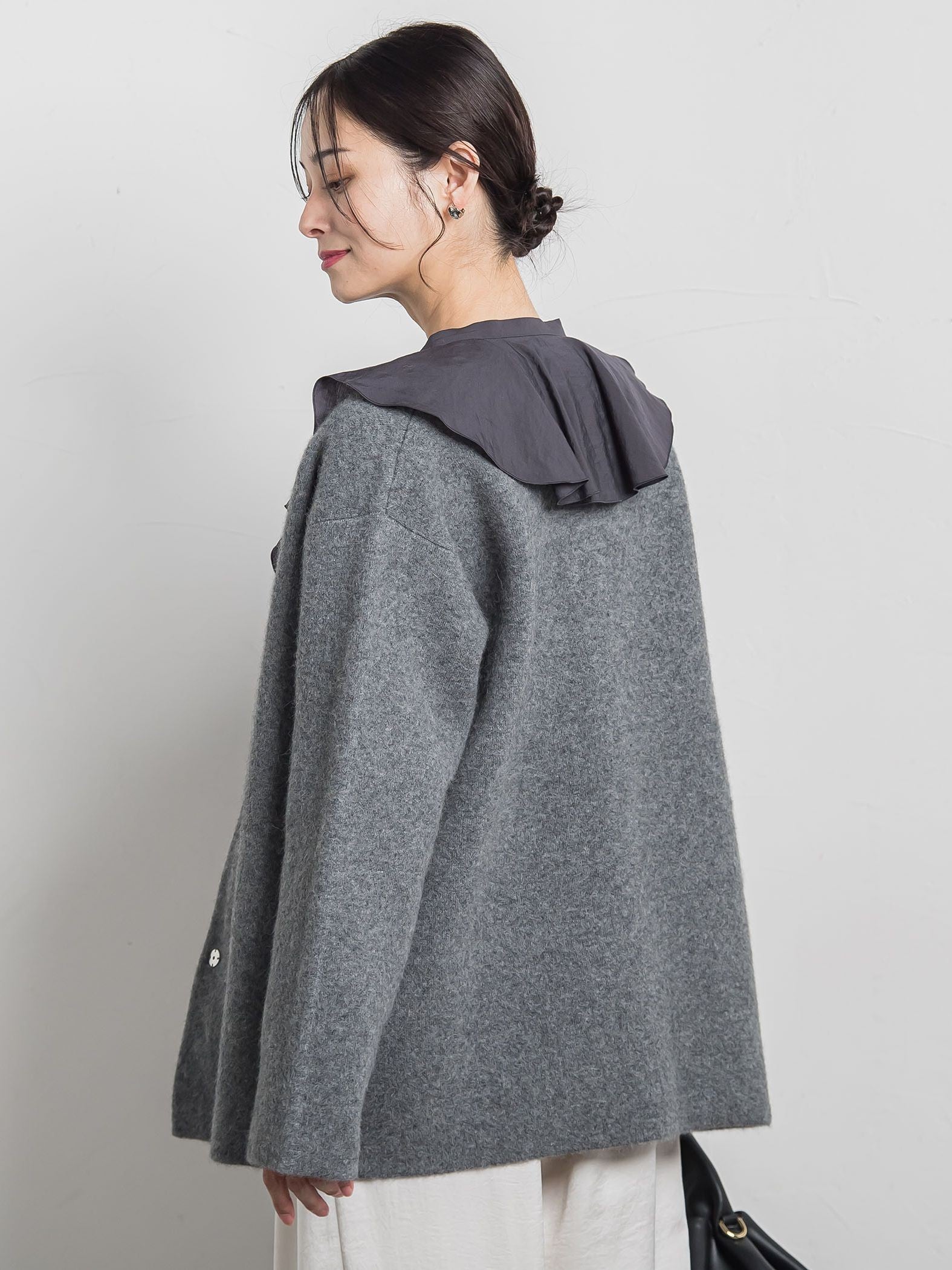 フォックス混ニットジャケット