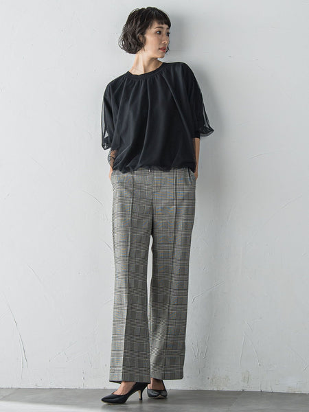 【WEB限定/大きいサイズ】”ウエストゴムで快適”ワイドパンツ≪洗濯機で洗える≫
