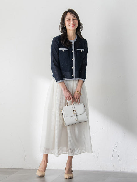 メッシュスパンコールニットカーディガン