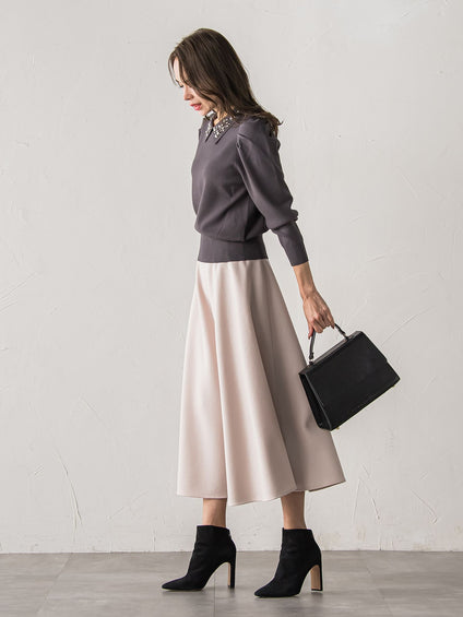 【新色追加】襟ビジューニット