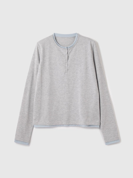 ヘンリーネックレイヤードTシャツ