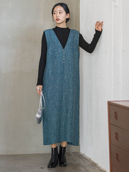 袖ボタンランダムリブニット≪手洗い可能≫