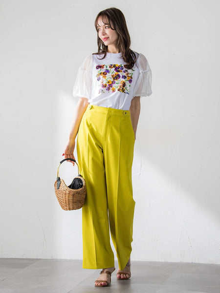 【KEITA KAWASAKI × Viaggio Bluコラボ】袖チュールプリントTシャツ