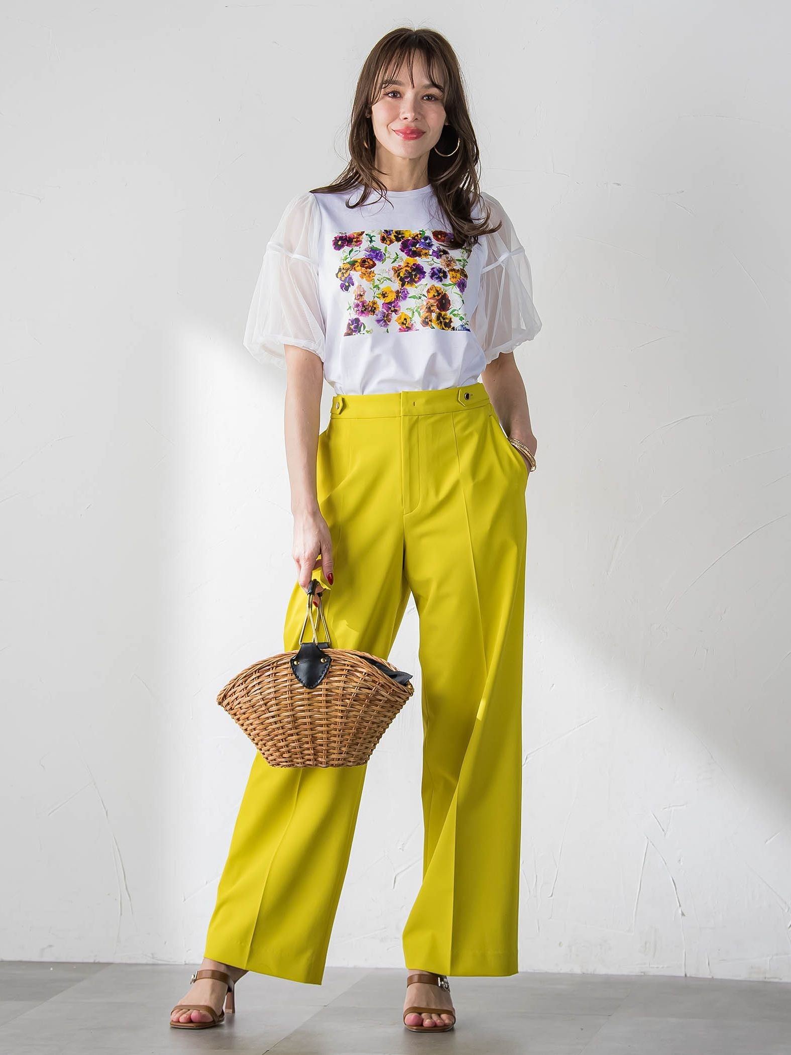 【KEITA KAWASAKI × Viaggio Bluコラボ】袖チュールプリントTシャツ