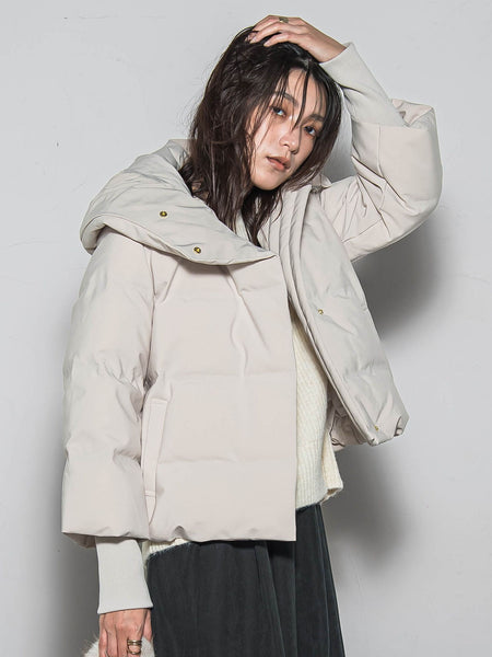 袖口リブシームレスダウンジャケット
