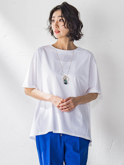 【大きいサイズ】バックフレアカットソー≪洗濯機で洗える≫