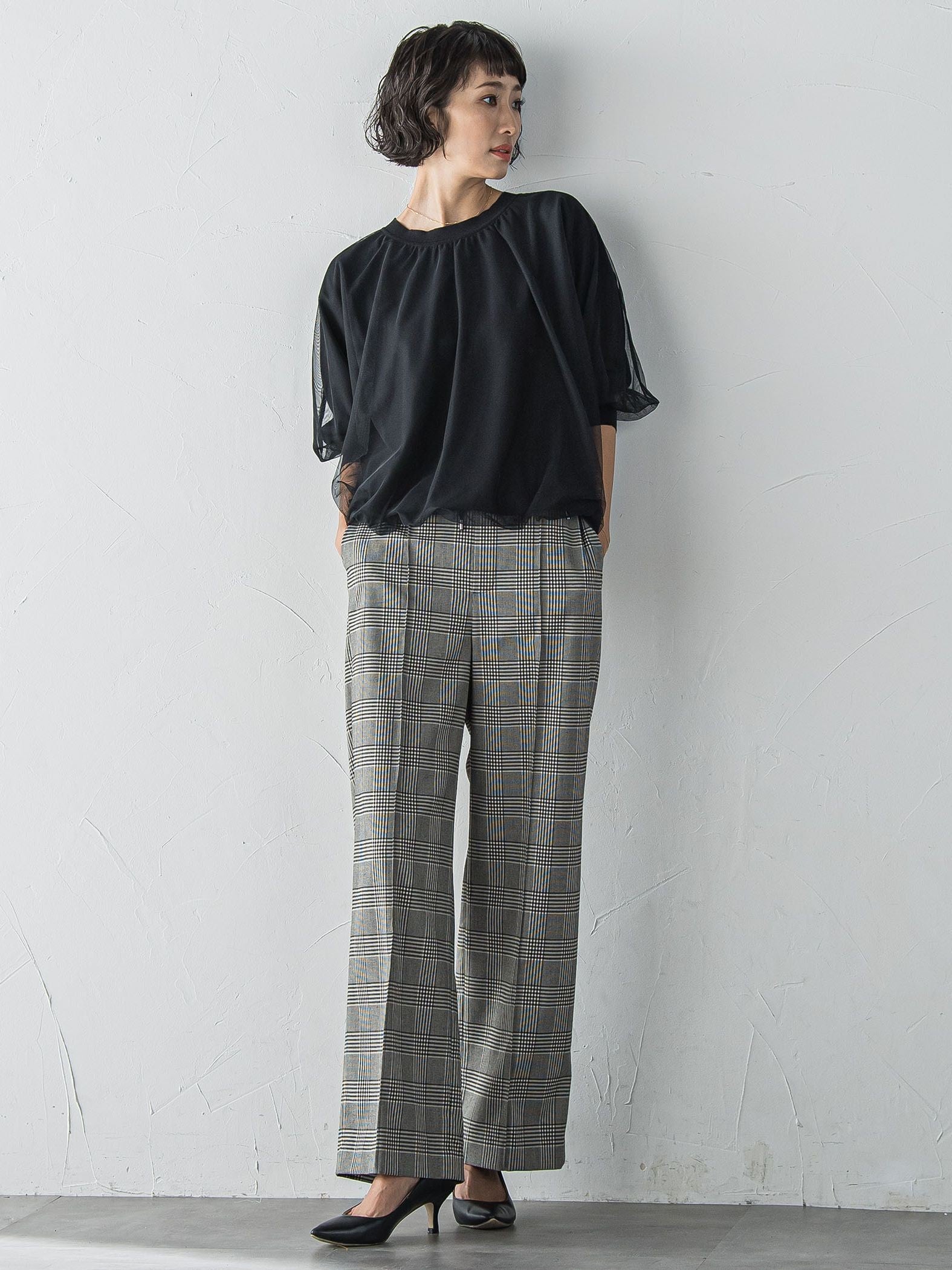 【WEB限定】”ウエストゴムで快適”ワイドパンツ≪洗濯機で洗える≫