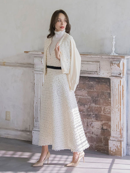 リボンドットツイードワンピース