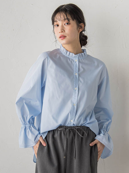 襟フリルブラウス≪洗濯機で洗える≫
