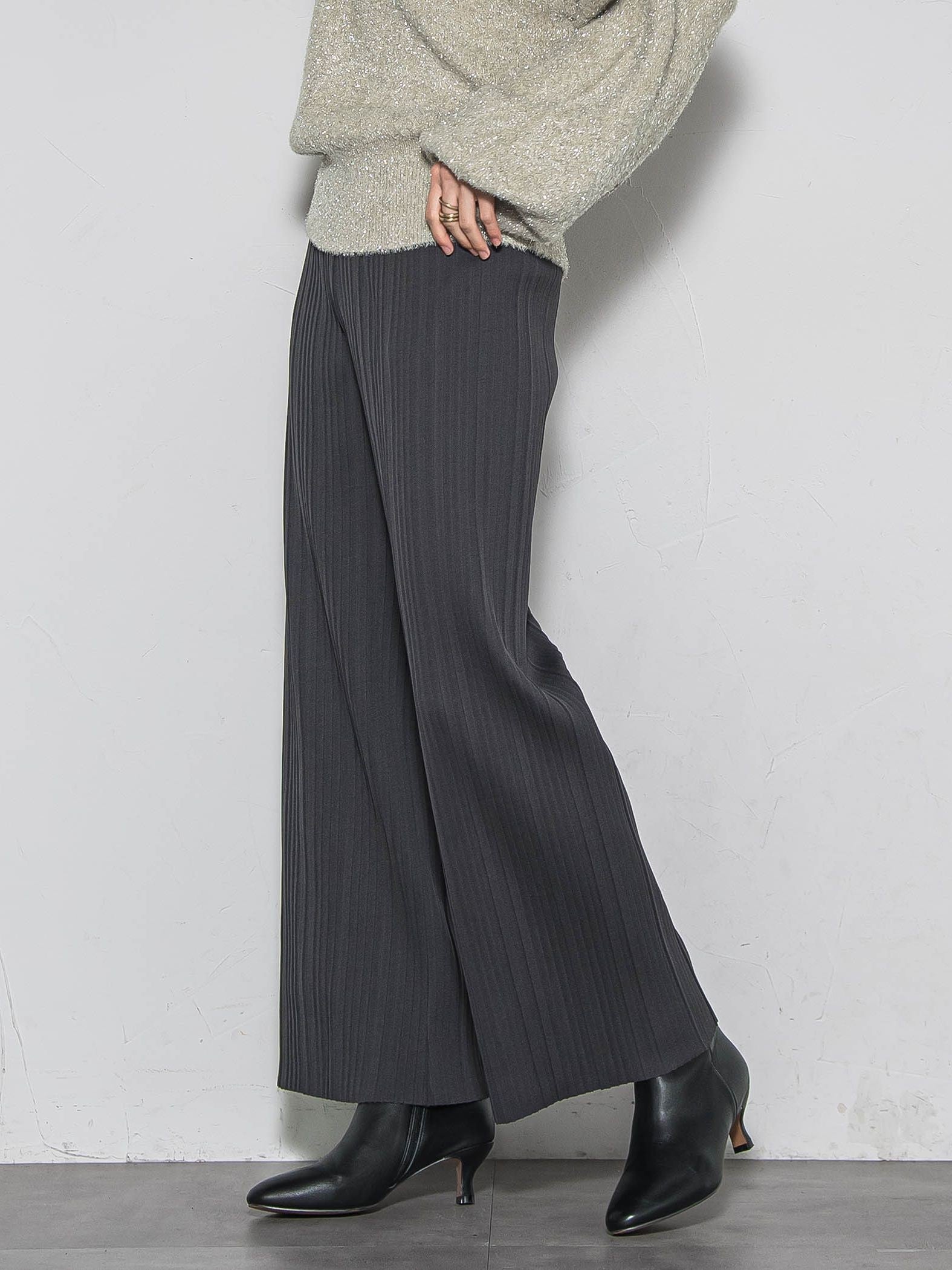 【WEB限定】裏起毛プリーツパンツ≪手洗い可能≫