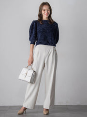 キラキラボタンワイドパンツ≪手洗い可能≫