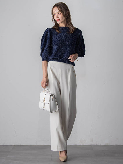 キラキラボタンワイドパンツ≪手洗い可能≫