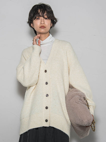 【新色追加】フラッフィーVネックニットカーディガン≪手洗い可能≫