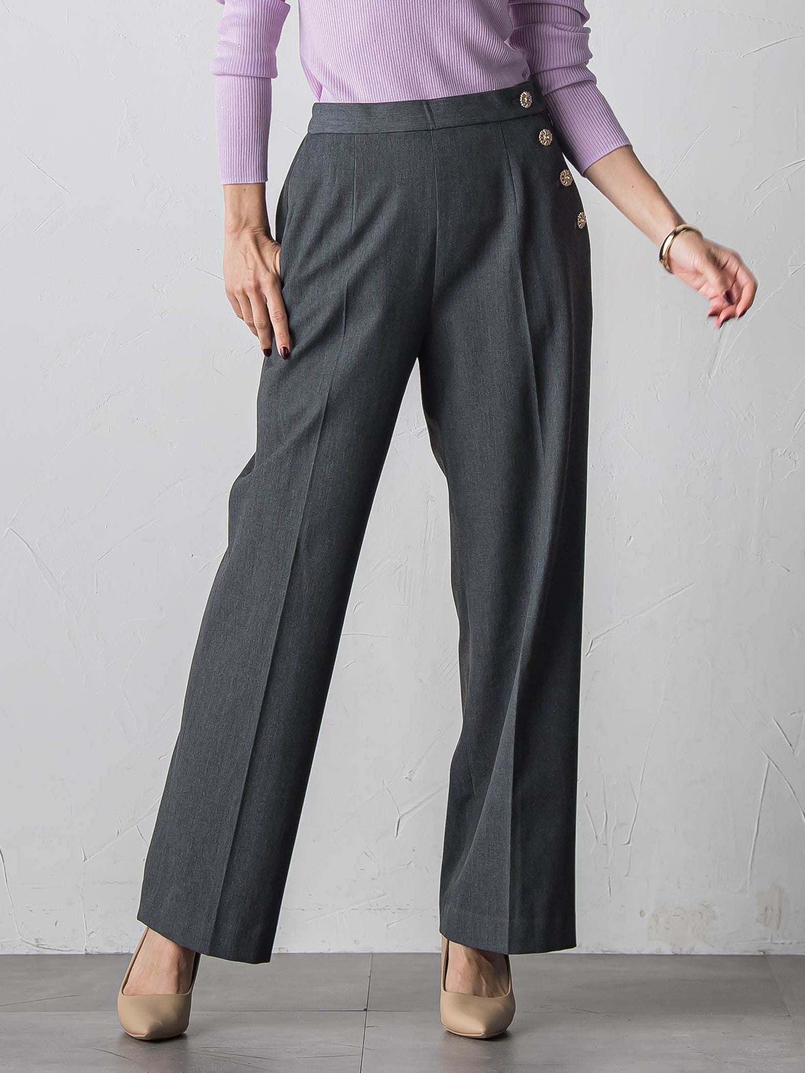 キラキラボタンワイドパンツ≪手洗い可能≫