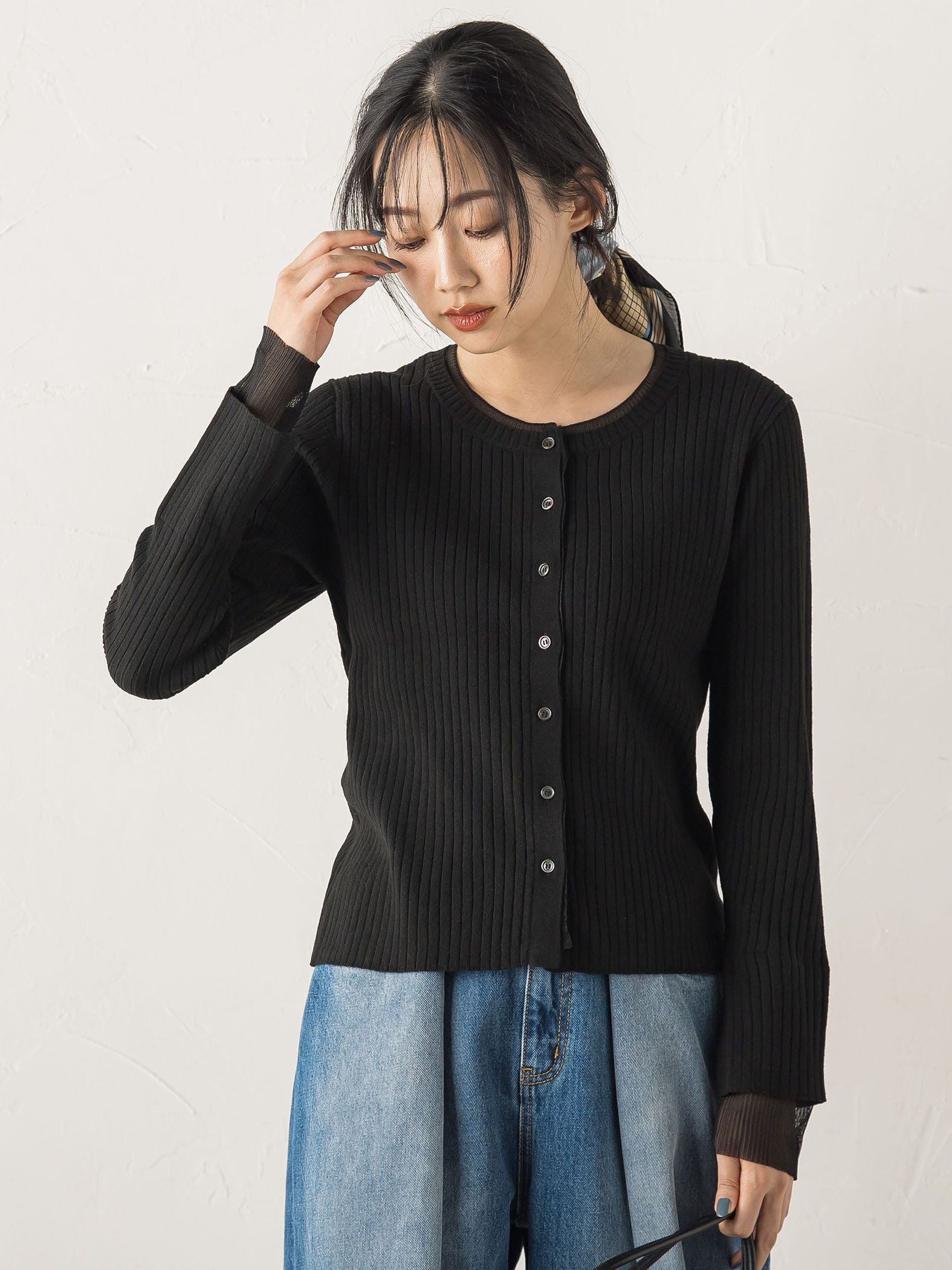 シアー切替えRIBニット≪手洗い可能≫