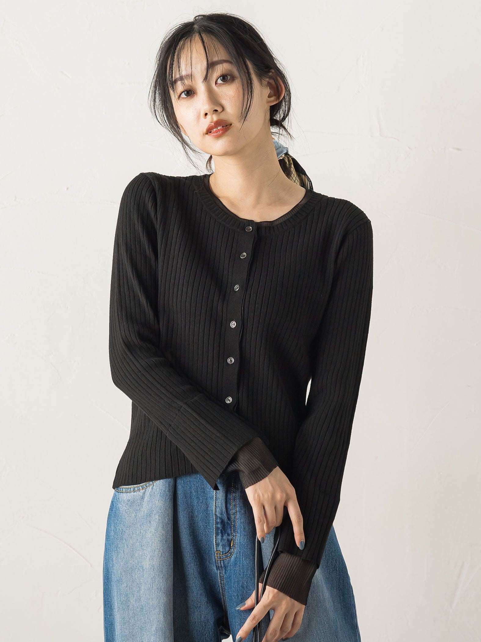 シアー切替えRIBニット≪手洗い可能≫