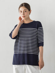 【大きいサイズ】ボーダーTシャツニット