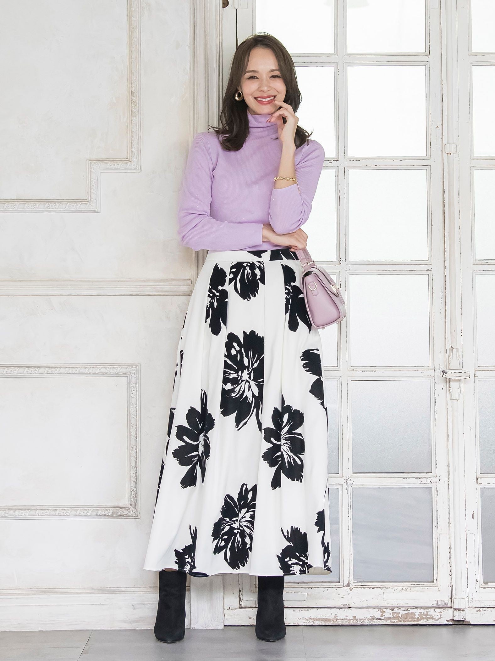 ビッグフラワーフロッキースカート